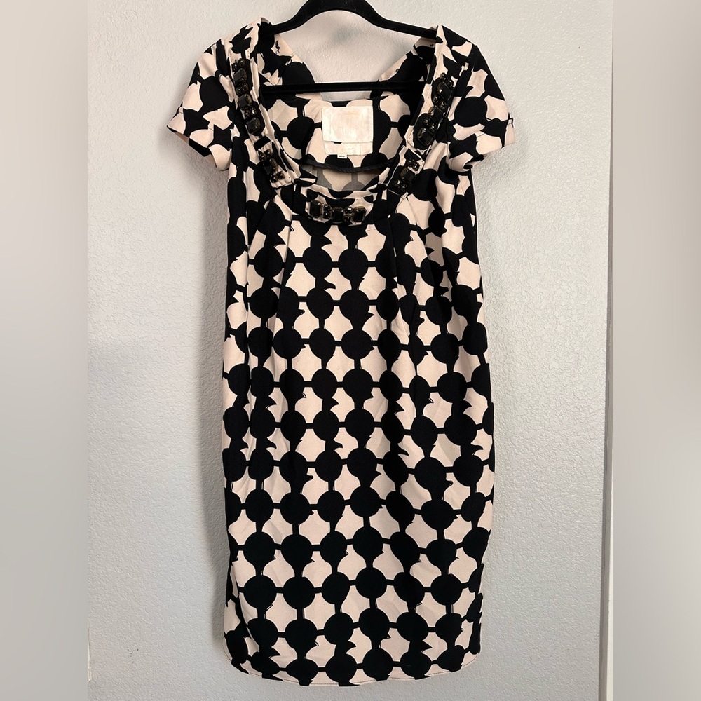 ANTROPOLOGIE | Karta Black Cream Shift Dress with Pockets